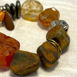 SILPADA Chunky Copper, Tiger’s eye, Agate, Brass and Sterling Silver Bracelet